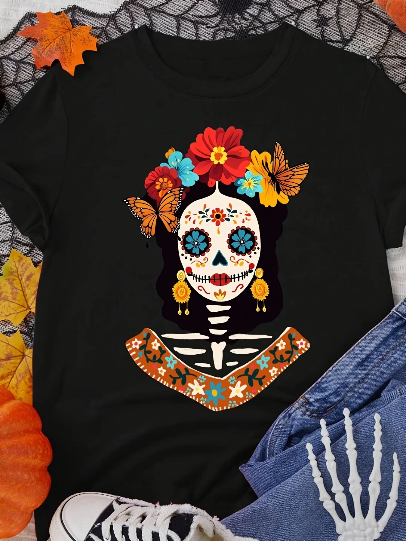 

Day of The Dead Graphic Printing Summer Autumn Winter Cotton Men's and Women's T-shirts Short Sleeves Luxury Outdoor Sports