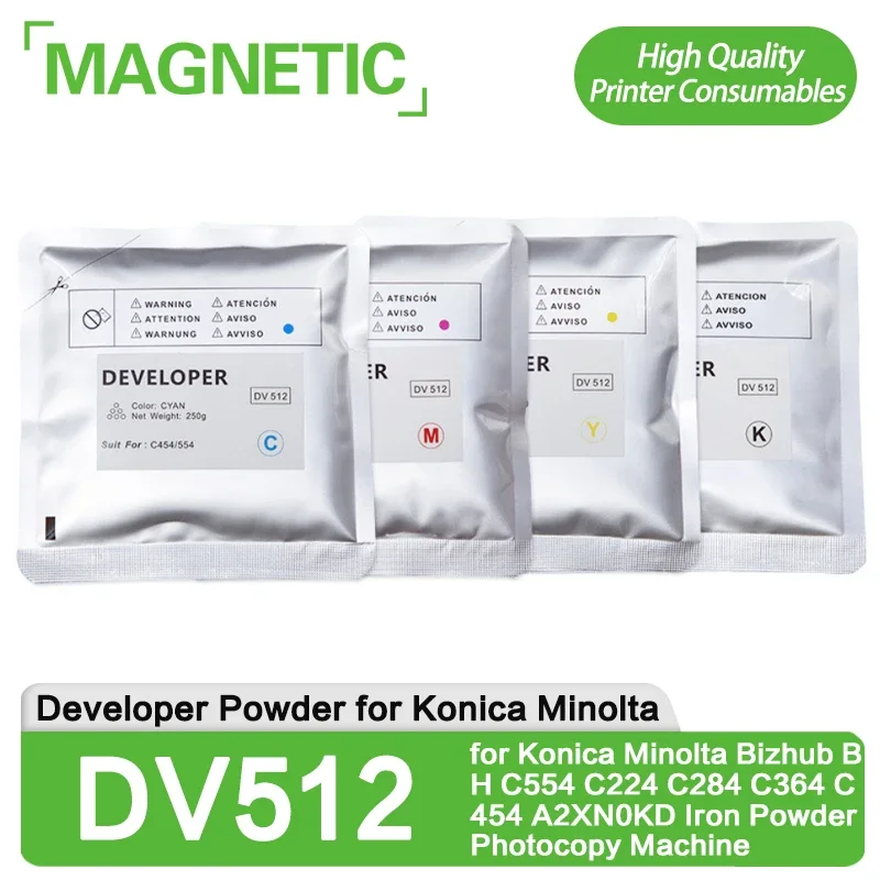 High Quality DV512 Developer Powder for Konica Minolta Bizhub BH C554 C224 C284 C364 C454 A2XN0KD Iron Powder Photocopy Machine