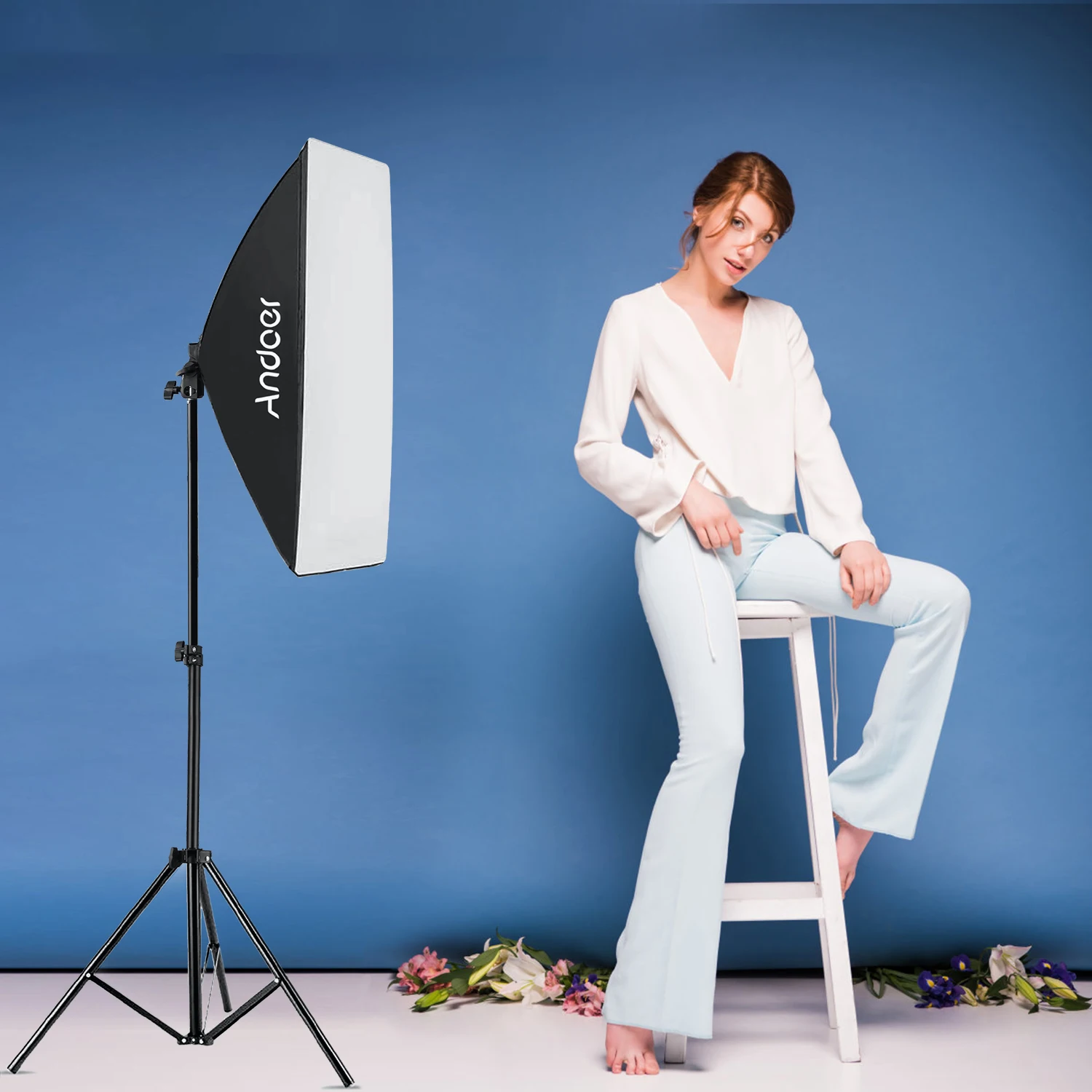 Andoer Studio Photography Light kit Softbox Lighting Set with 85W 2800K-5700K LED Light/ 50x70cm Softbox/ 2m Stand for Video