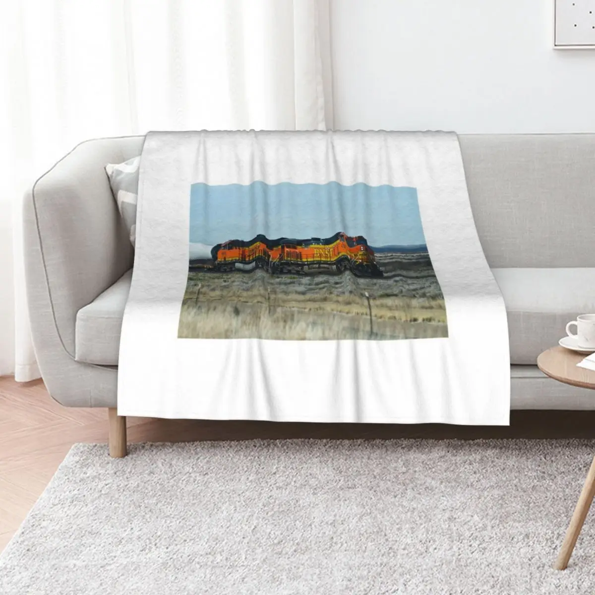 

Train in Texas BNSF Throw Blanket Polar bed plaid Loose Furry Blankets