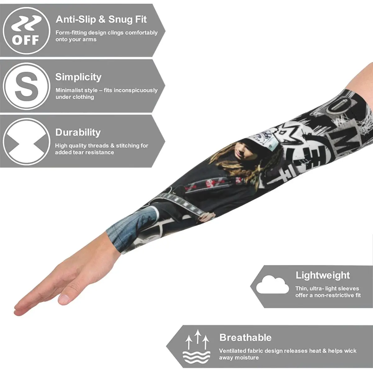 トキオホテル トム・カウリッツ 音楽バンド アウトドア アームスリーブ 日焼け止め UVカット カバー 夏 サイクリング タトゥースリーブ