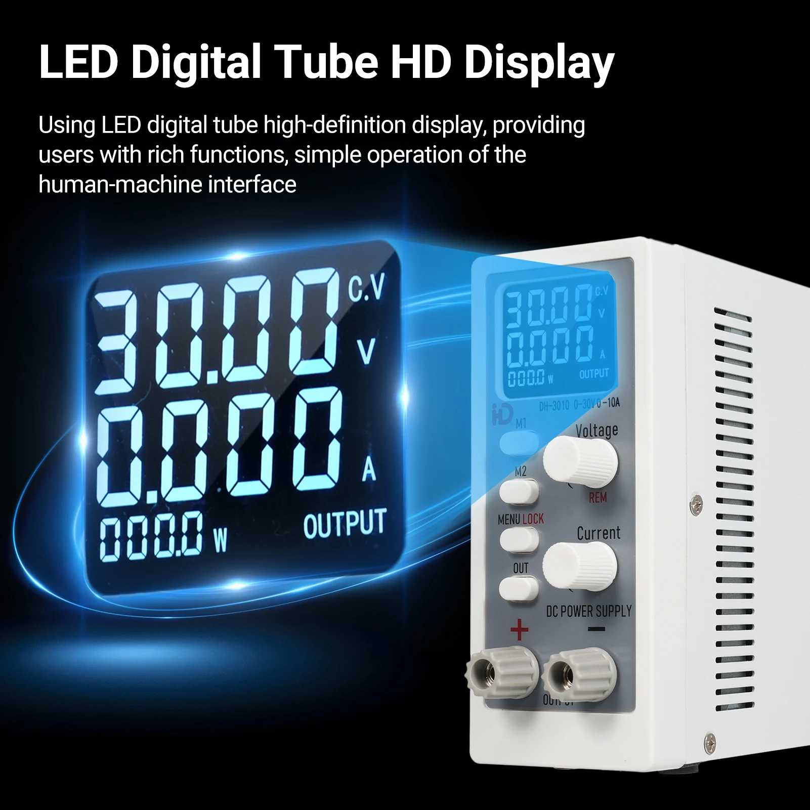 

DC Power Supply Variable 30V 10A 300W Adjustable Switching Regulated DC Bench Lab Power Supply with Encoder Knob