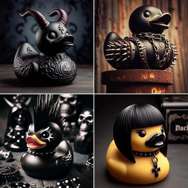 Figurka kaczki Szatańska kaczka Punk Kaczka Śmierć Rockowa kaczka Lady Goth Girl Kaczka Szatańska kaczka 1 szt.