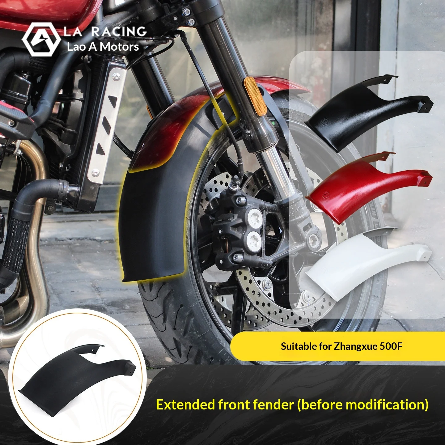 【Premium】For ZXMOTO 500F modification, front wheel mudguards enlarged, widened, and lengthened to prevent mud and water splas