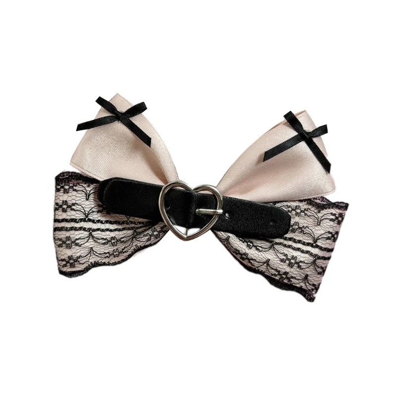 Lace Hairpin Large Bow Hair Clip Black Elegant 2000s-style Bow Bunches Headwear Sweet Balletcore