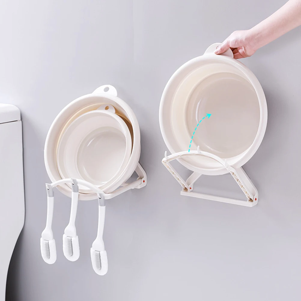 

Foldable Washbasin Stand Rack Heavy Duty Suction Cups White Punch Free Bathroom Kitchen Storage Organizer 3 Hooks