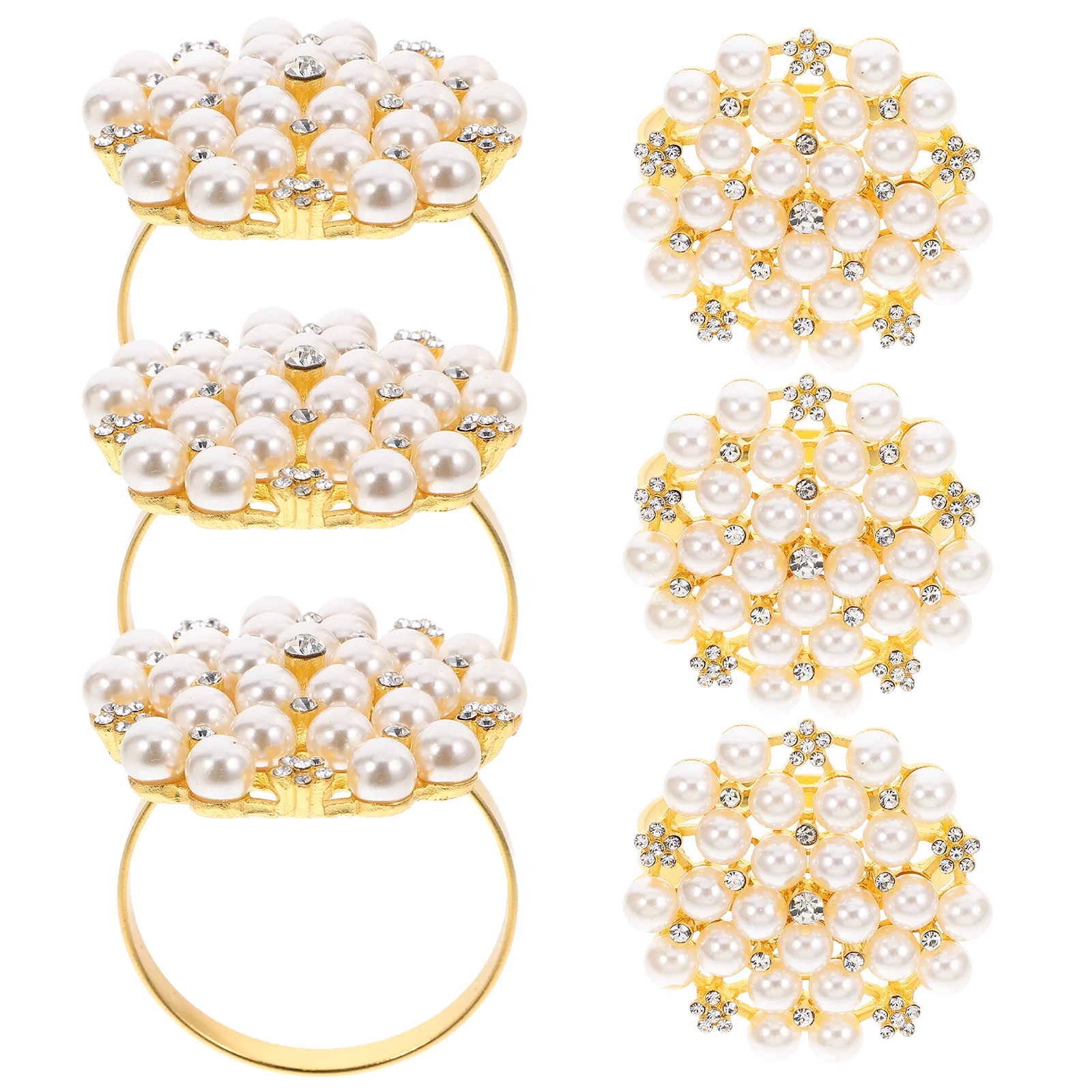 6 قطع من حلقات المناديل الذهبية اللامعة من حجر الراين لطاولة العشاء أبازيم مزخرفة لحفلات الزفاف وحفلات المنديل الأنيقة #5