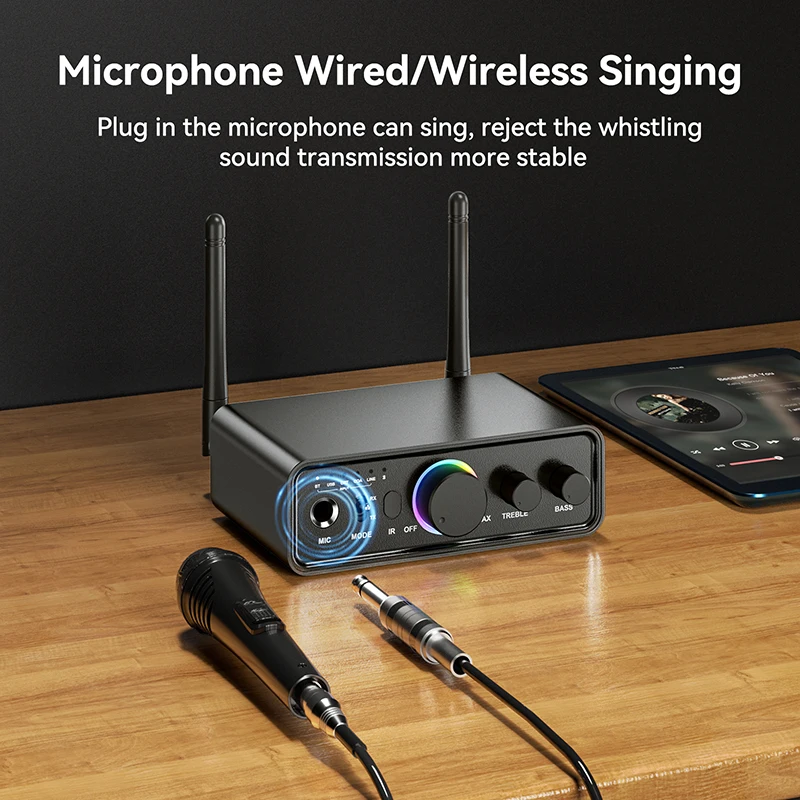 ตัวรับส่งสัญญาณ5.3บลูทูธตัวรับสัญญาณคาราโอเกะ6.5มม. 3.5มม. AUX RCA USB ตัวรับสัญญาณ WiFi โคแอกเซียลสำหรับทีวีคอมพิวเตอร์ลำโพงในรถยนต์