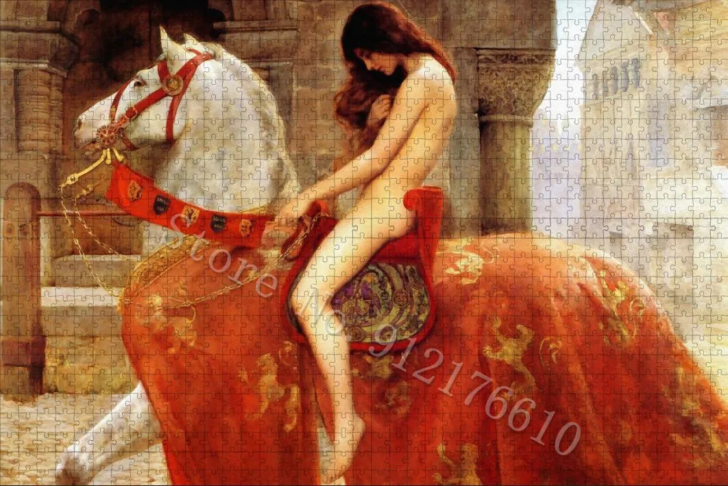 سيدة Godiva خمر بانوراما الألغاز جون كولير الفني العتيقة لغز الكبار 300/500/1000 قطعة تخفيف الضغط ألعاب تعليمية