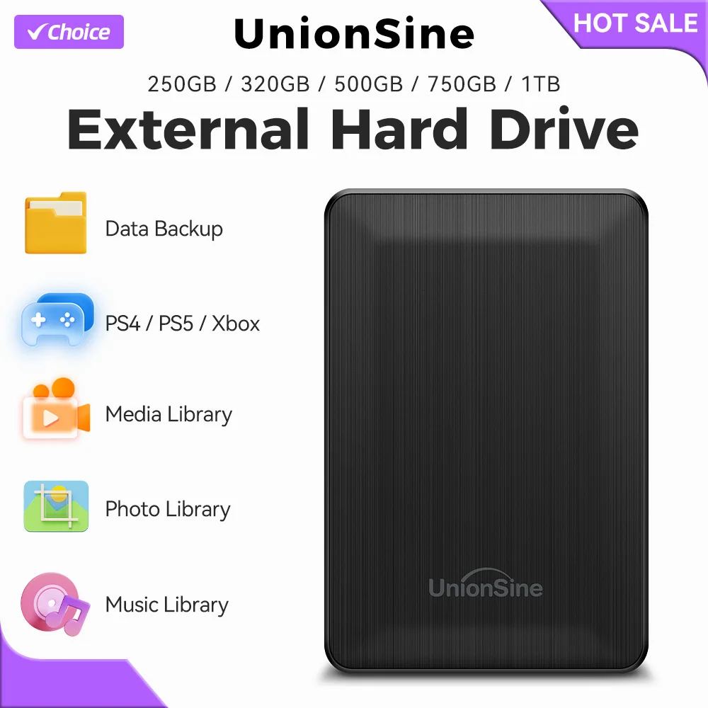 【新品未開封】UnionSine 外付けHDD 500GB 【ブラック】2個 Amazon | UnionSine 超薄型外付け ハードディスク外付けHDD ポータブル