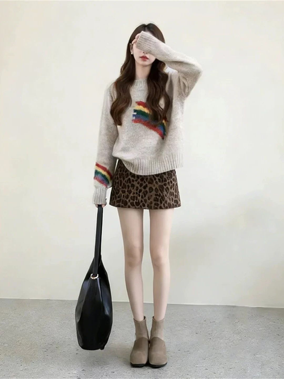 

Уникальный корейский вязаный комплект из свитера и юбки для женщин на осень-зиму, модный двухсоставный костюм с высокой талией...