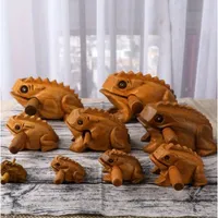 1PC Thailand Frog Wood Carving Ornaments Hand-carved Toad Creative Vocal Toys Solid Wood Toad Craft Scenic Souvenirs