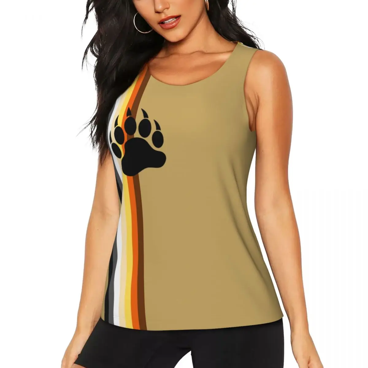 Custom Gay Bear Paw Flag GLBT Workout Tank Tops for Women LGBT Lesbian Quick Dry Sleeveless Yoga Shirt