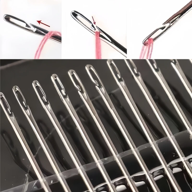 12/24 Stück Seitenloch-Blindnähnadeln aus Edelstahl, Nadeln für Senioren, Handnähnadeln, DIY-Heimnähzubehör, selbstfädelnde Nadeln – Detail 5