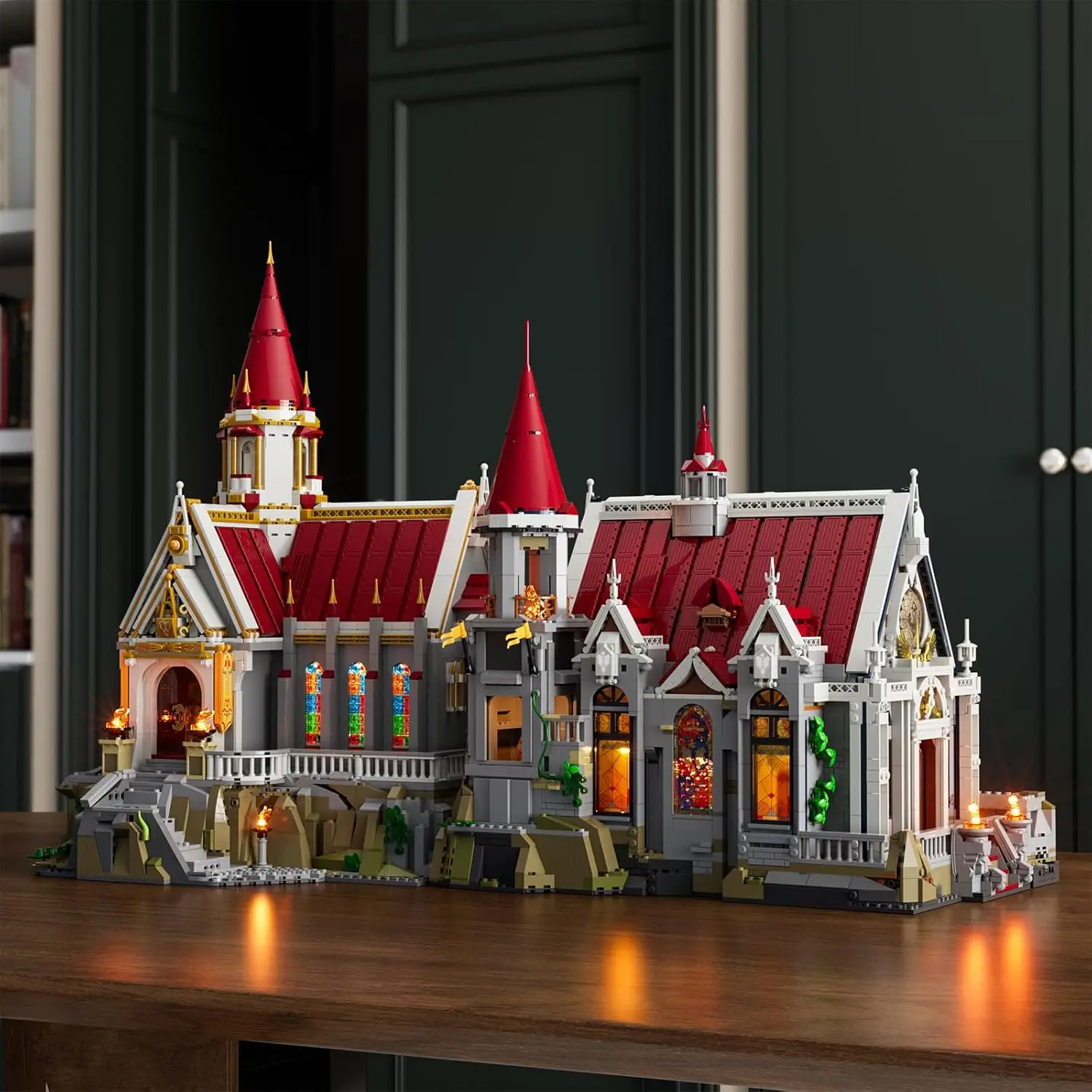3209 pezzi set di mattoni da costruzione del tesoro del castello del re medievale set di esposizioni modulari per collezione di città di medie dimensioni