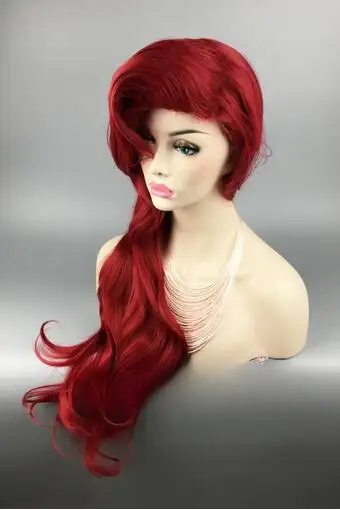 Peluca ondulada sintética rizada de cuerpo rojo de La Sirenita, peluca de Cosplay de princesa Ariel, disfraz de juego de rol, 70cm