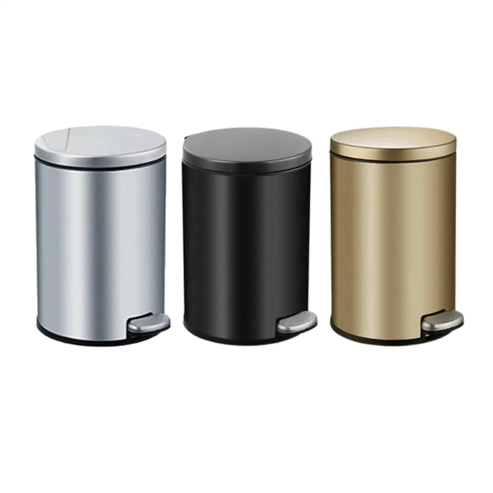 Round Foot Pedal Garbage Bin Rust Proof with Garbage Bag Rings for Kitchen