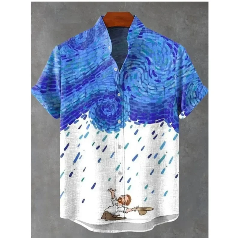 Elephants Small Fish Small Dogs 3Dpattern Beach Print Hawaiian Shirt 2025 Men's Shirt Summer Daily Casual Short Sleeved Shirt