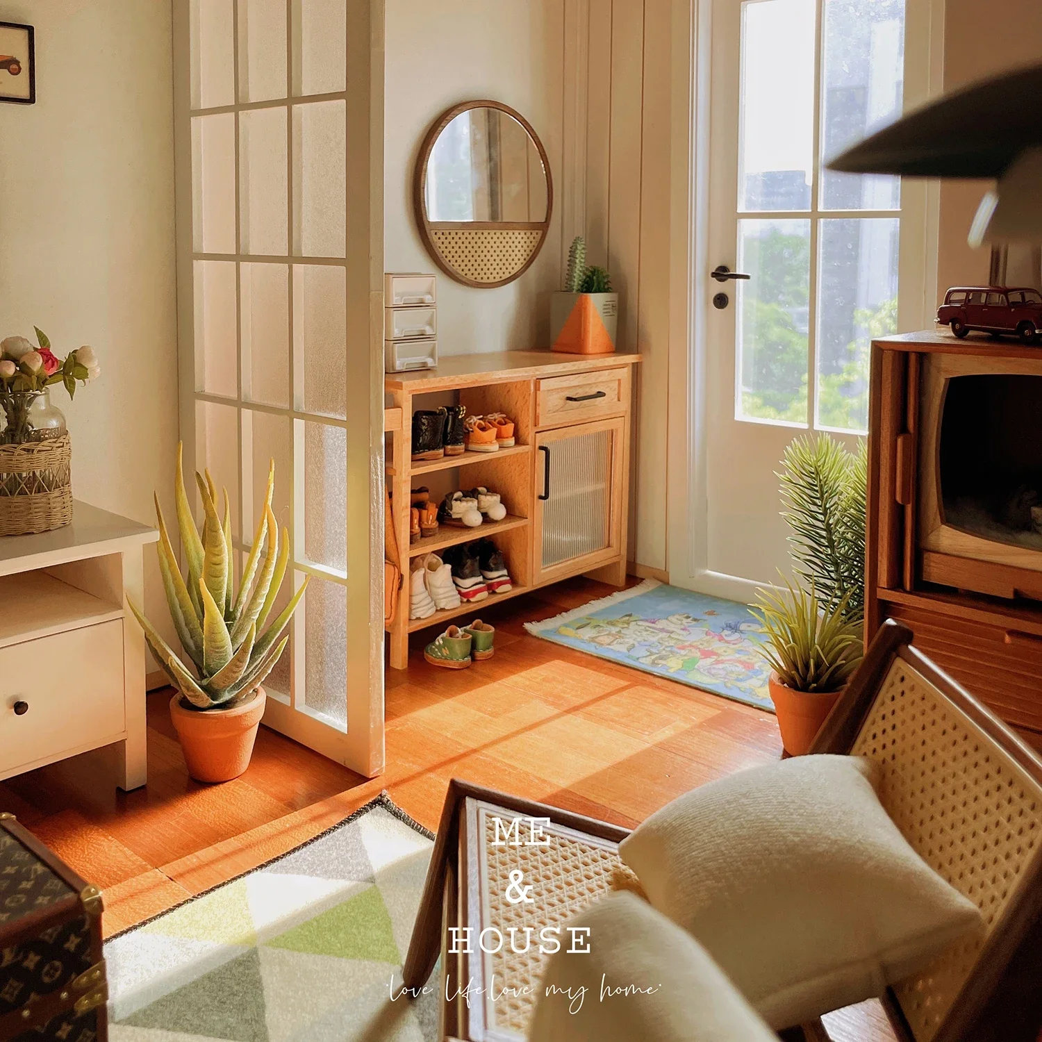 1:6 بيت الدمية نموذج صغير اكسسوارات الأثاث خشب متين مرآة زجاجية Bjd Ob11 Gsc Blyth الجندي Lol المنمنمات صور الدعائم