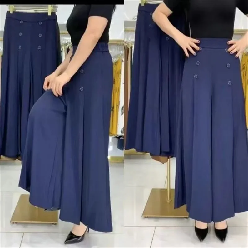 Wide Leg Pants For Women Spring And Summer High Waisted Loose Fit Women's Pants Ankle Length Skirt Pants Casual Swing Pants Whit