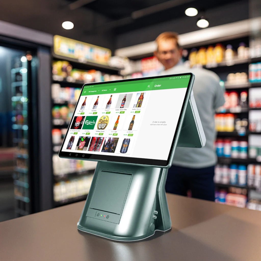 Jepower 15.6-Inch Other OS Dual Screen All-in-One POS Terminal Touch Cash Register in Stock for Restaurants Supermarkets