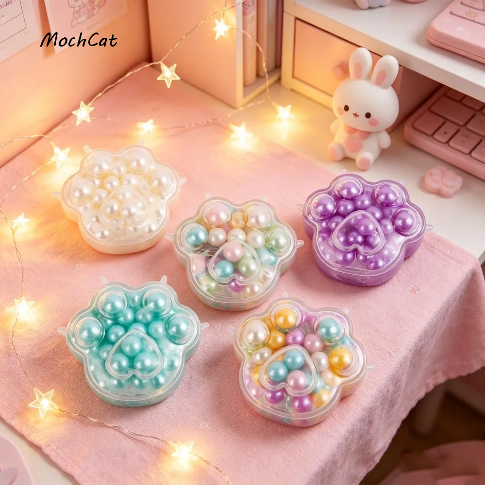 Boys Girls Colorful Beads Noisy Squishy Ball Handmade Pinch Cat Paw Sensory Cute Hand Relax Squeeze Toys Kids Adults