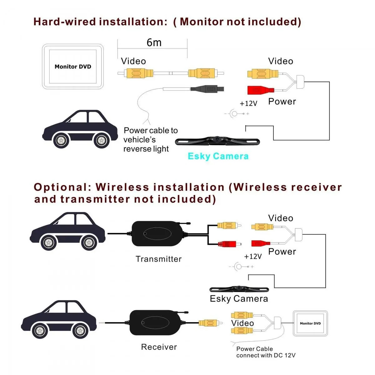 6 Meters RCA-4PIN Or RCA-RCA Video Cable For Car Parking Rearview Rear View Camera Connect Car Monitor DVD Trigger Cable