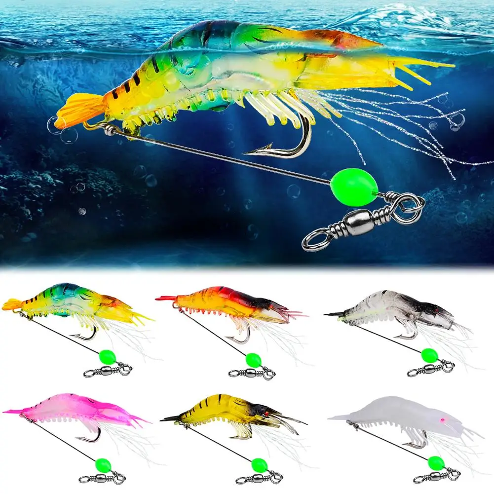 Silicone Luminous Shrimp Artificial Bionic Fishing Lures Slow Sinking Bait Freshwater Saltwater Trout Bass Fishing Accessories