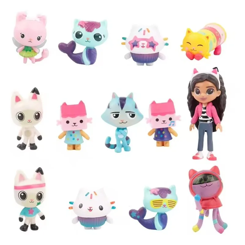 V1/2 13 pièces Gabby maison de poupée Figure jouet souriant voiture chat câlin Gaby fille poupées Me