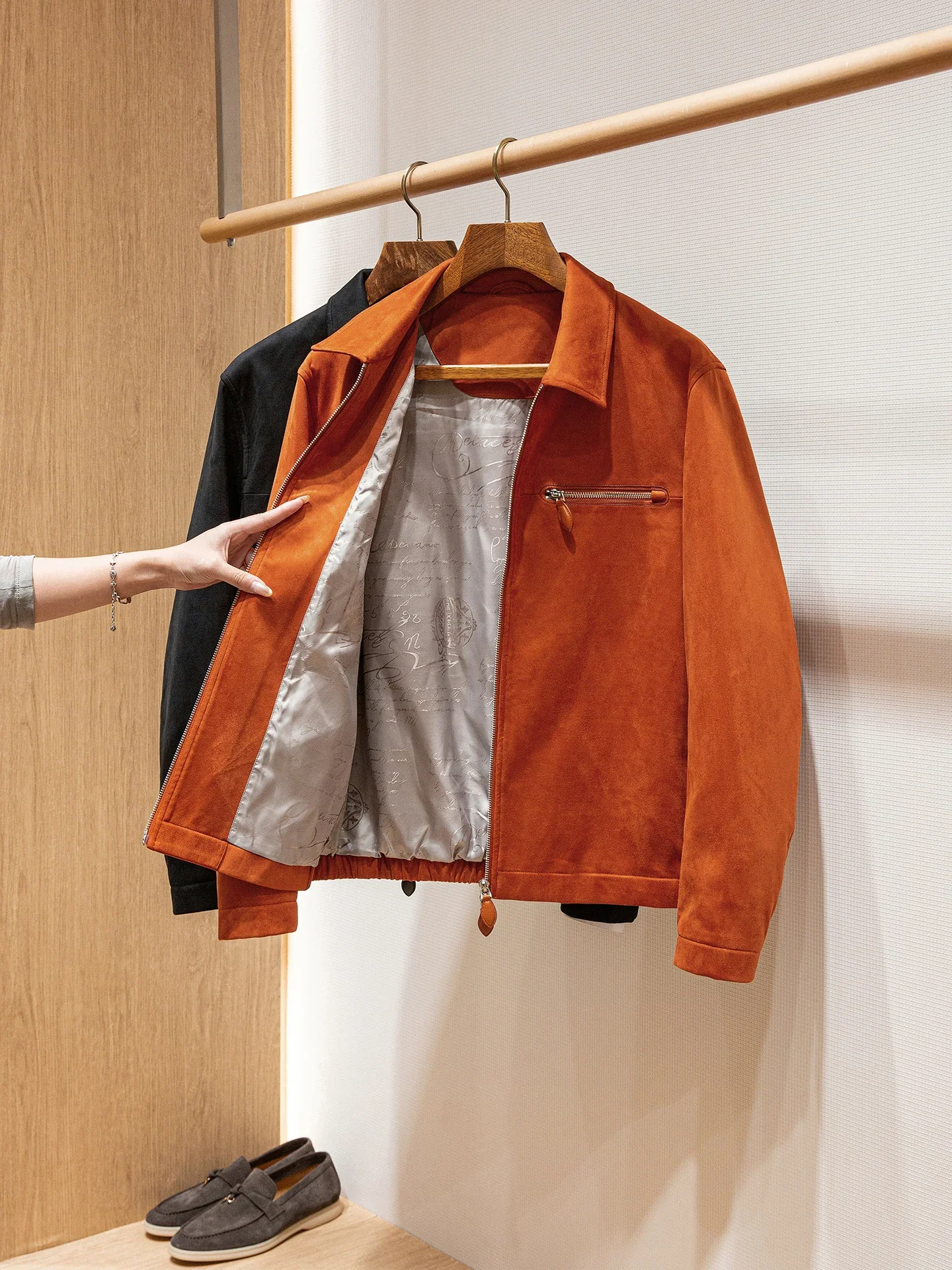 

Suede fabric autumn and winter old money men's casual lapel jacket