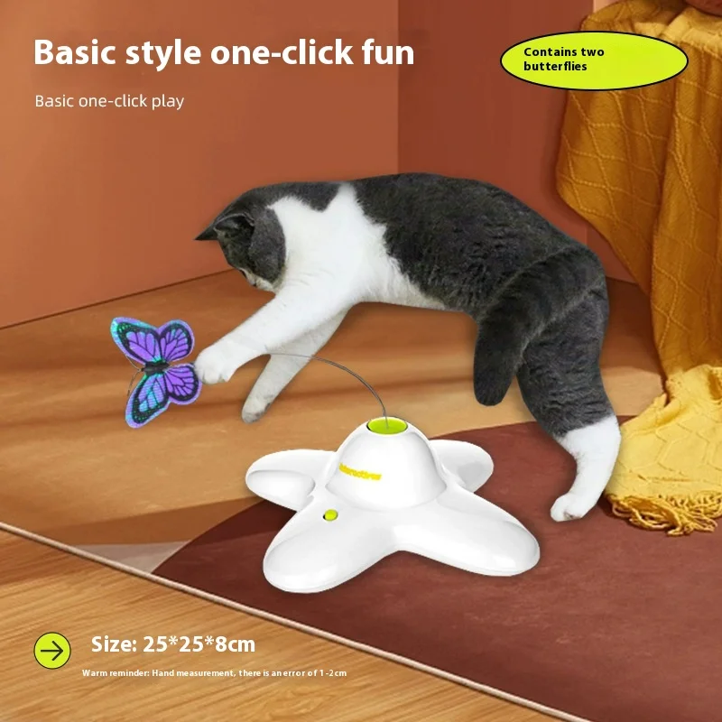 Brinquedo elétrico rotativo automático para gatos, borboleta colorida, pássaro, formato de animal, plástico, engraçado, gatinho,