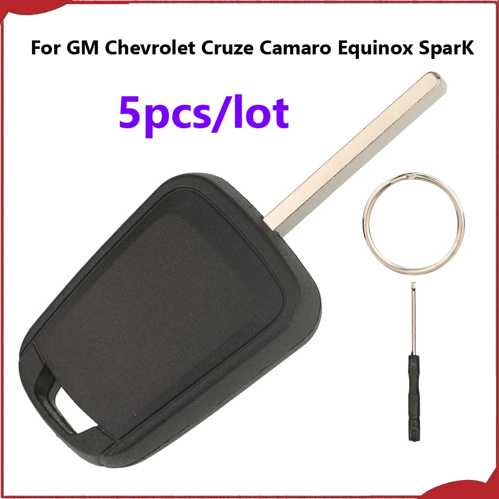 Jingyuqin New 5pcs No Chip Transponder Car Key Shell For GM Chevrolet Cruze Camaro Equinox SparK Opel 2010+ Uncut HU100 Blade
