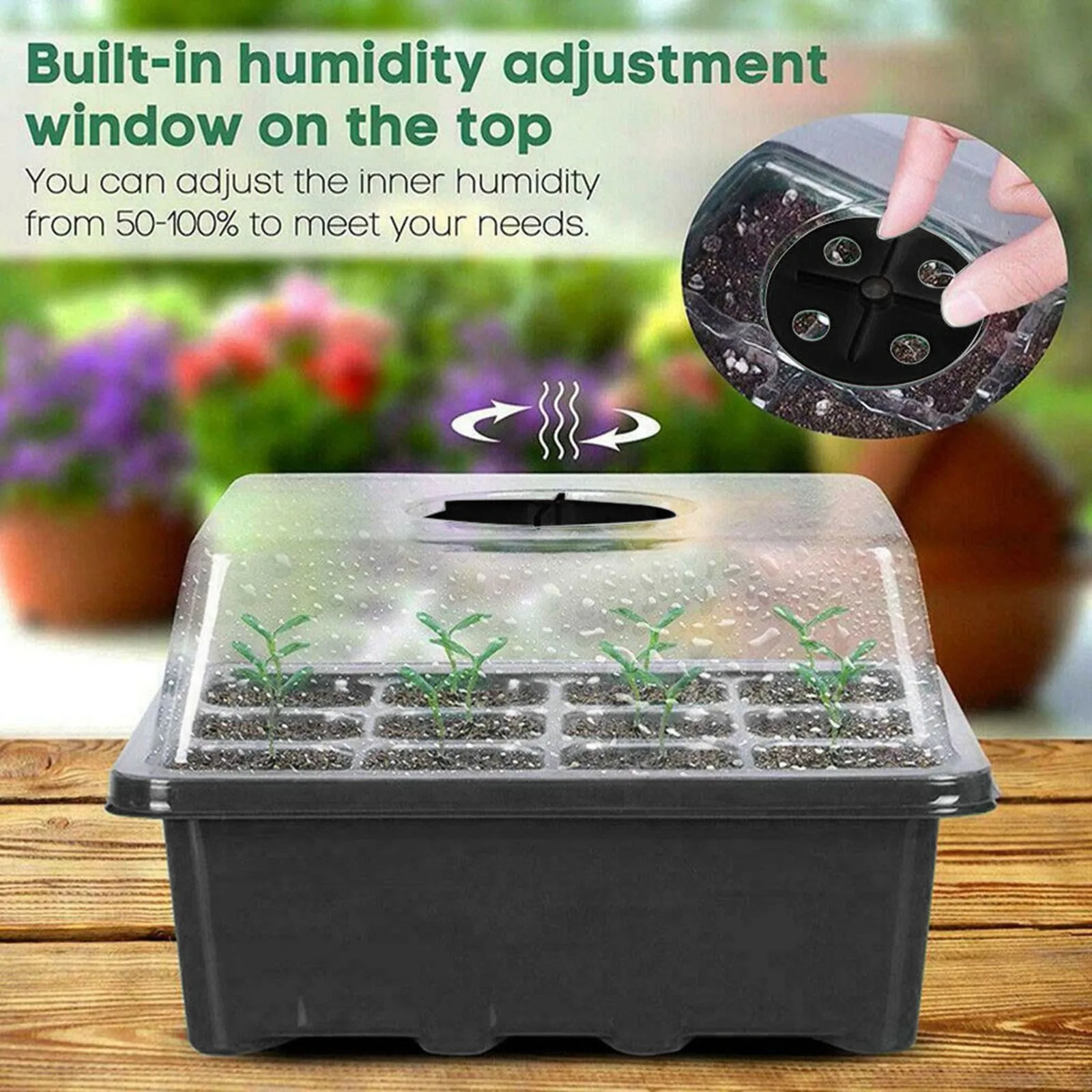 12 Hole Plant Seed Grows Box Nursery Seedling Garden Yard Tray Hot Macetas Para Plantas Seed Th Box Transparent Cover Jardin