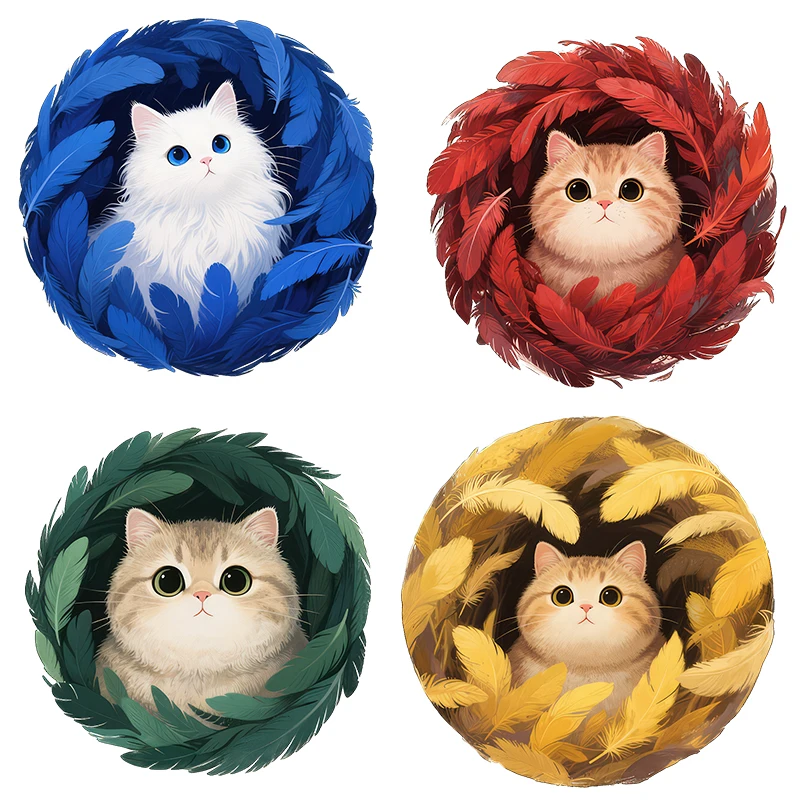 Three Ratels CFN27 Cute cats in feathers Animal wall stickers for home decoration Beautiful car decal
