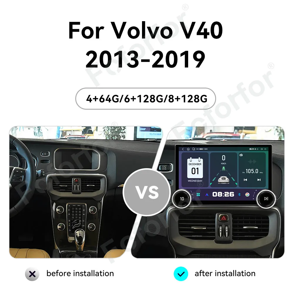 Crystal Clear 11.5 Inch Android 15 Modern Advanced Wireless CarPlay Android Auto GPS Stereo Head Unit For Volvo V40 2013-2019
