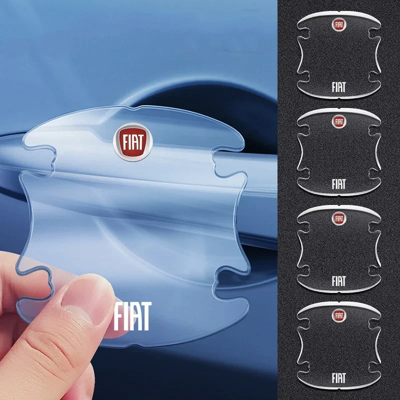 4pc Transparent Car Door Handle Bowl Sticker For Fiat 500 Panda Freemont Abarth Argo Punto Uno Doblo Stilo Bravo Ducato Pondo FR