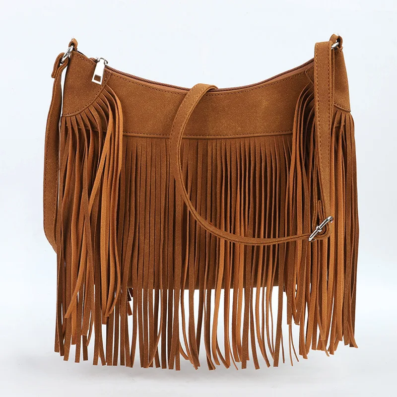 

Vintage Tassel Bag Solid Color Single Shoulder Crossbody Bag Soft Large Bag Women FashionbagsBag