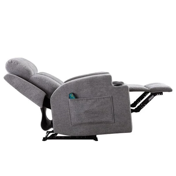 CY Modern Living Room Electric Massage Lift Recliner Sofa With Synthetic Leather Remote Control Extendable Feature Single Seat
