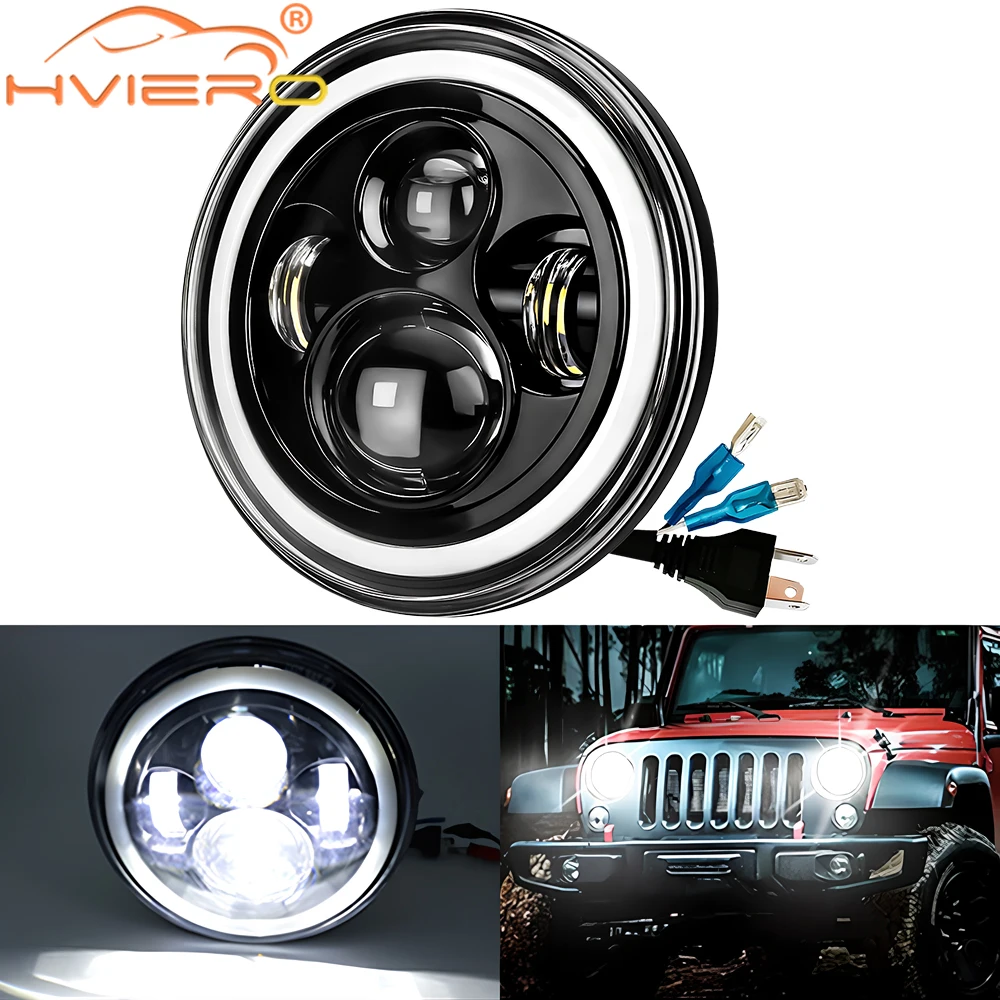 1pcs Car Led Round 4LED Headlight 45w Ultra Bright 7000k Fog Work Spot Lamp Driving Daytime Running Light 12v-36v Auto Headlamp