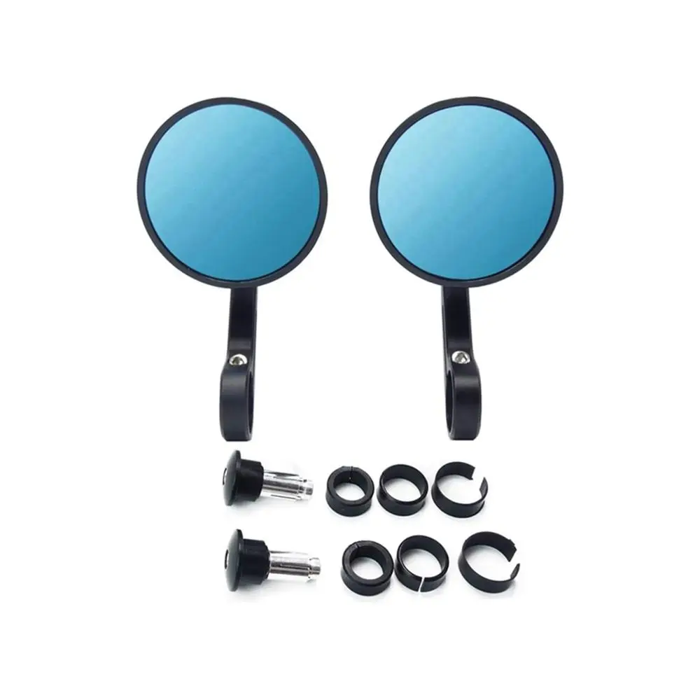 Universal Bar End Mirrors Motorcycle Handlebar Rearview Mirrors Blue Lense Anti Glare 7/8\