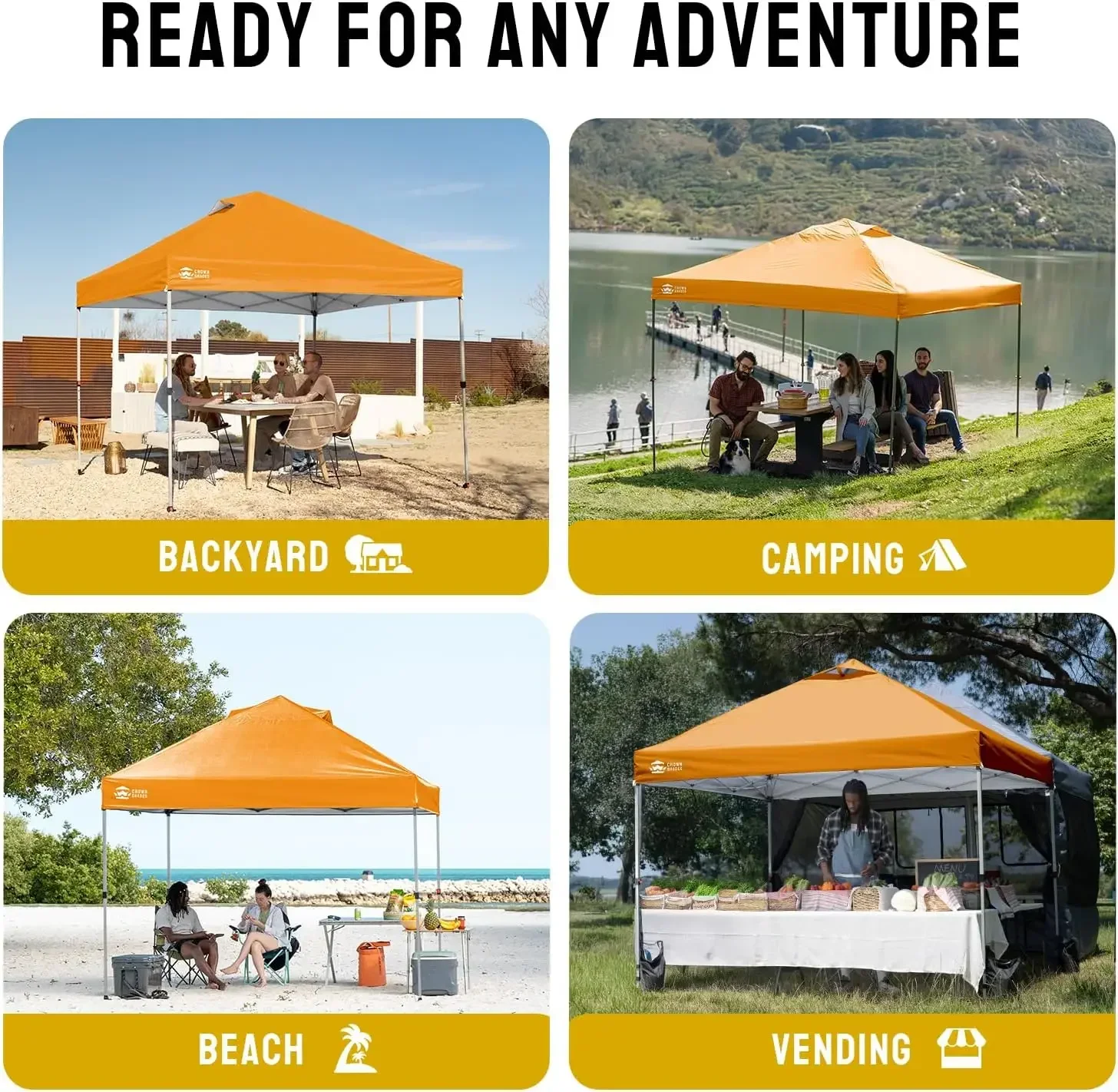 10x10 Pop Up Canopy - Beach Tent with One Push Setup - Easy Outdoor Sun Shade for Events, Parties, Camping - Gazebo with STO-N-G