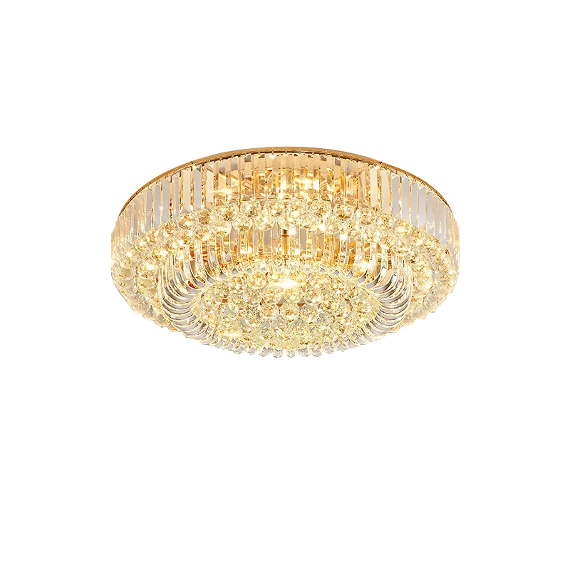 2024 Nordic Crystal Ceiling Chandelier Classic Luxury Led Lampara De Techo Gold Round Ceiling Lights Home Decor Lustre for Villa