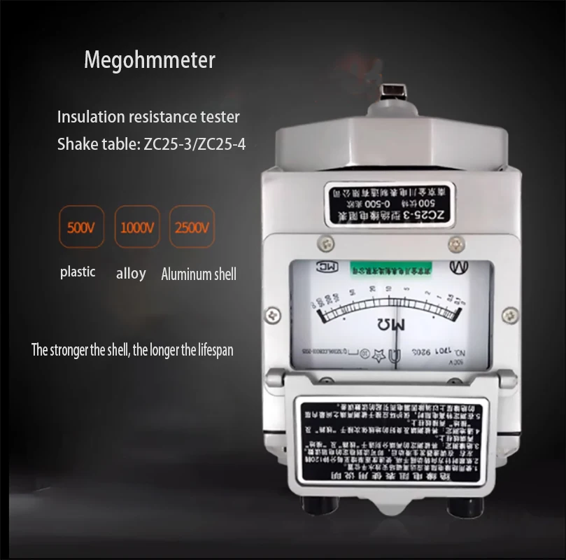 

Megohmmeter ZC25-3 500V/1000V insulation resistance tester aluminum shell shake meter