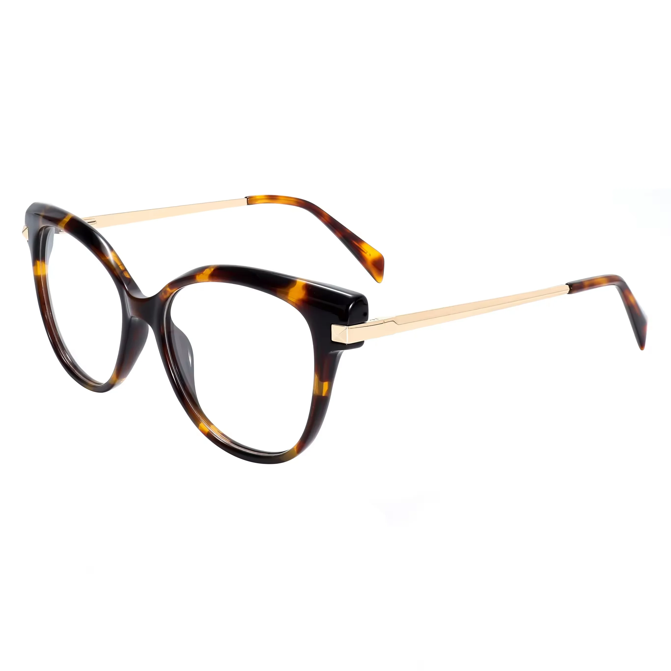 VZONE Tortoise Acetate Glasses Oversized Cat Eye Mixed Metal Full Rim Optical Frames Designer Women Durable Eyewear