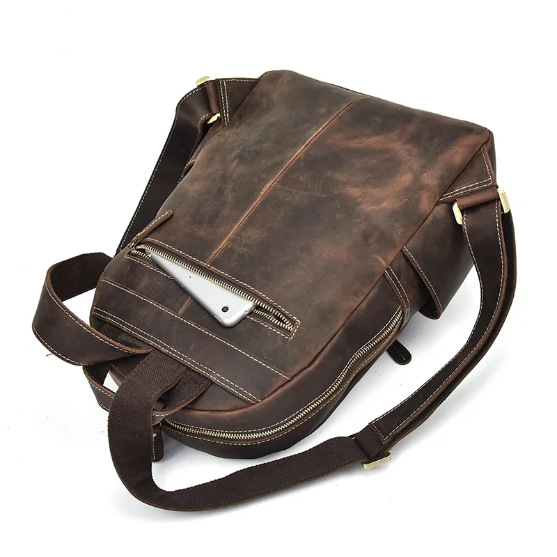 Imagem -06 - Homens Mulheres Mochila Vintage Couro Genuíno para Adolescentes Designer de Luxo Casual Grande Capacidade Bolsa para Portátil Masculino Bolsas de Viagem