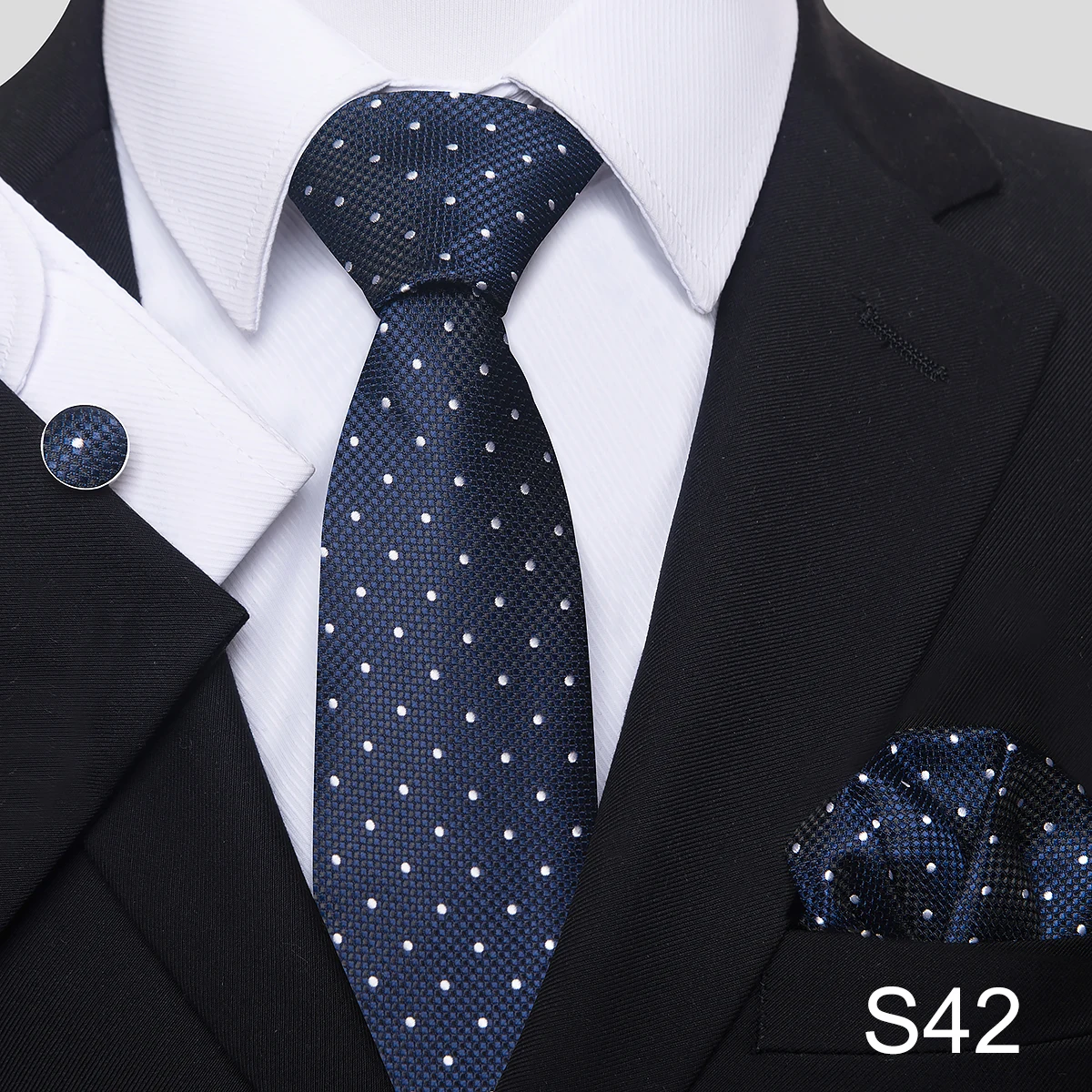 Herren-Krawatten-Set, 3-teilig, geeignet für formelle Anlässe, Hochzeiten und Bankette – Detail 7