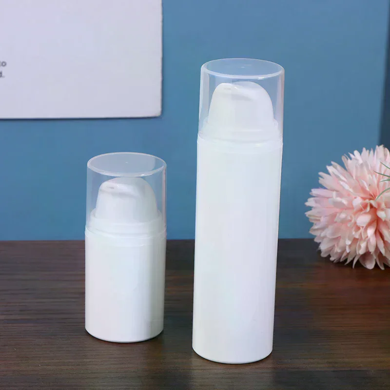 Bouteilles de voyage en plastique rechargeables, pompe sans air blanche, émulsion, Lotion sous vide, maquillage, cosmétiques pour Gel, 15ml, 30ml, 50ml