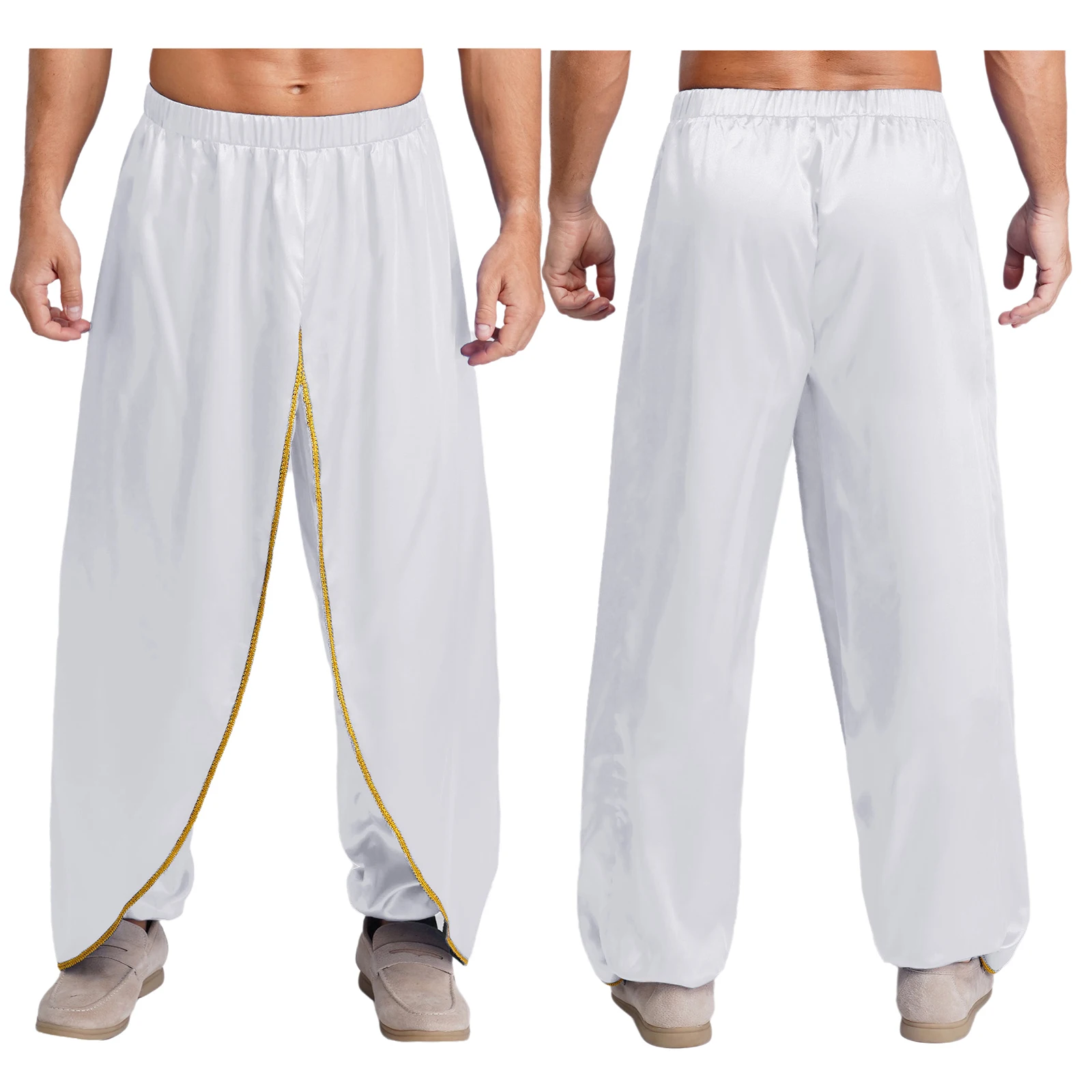 

Men Stylish Arabic Indian Cosplay Drape Pants Harem Pants India Dhoti Palazzo Trousers for Halloween Cosplay Party Trousers