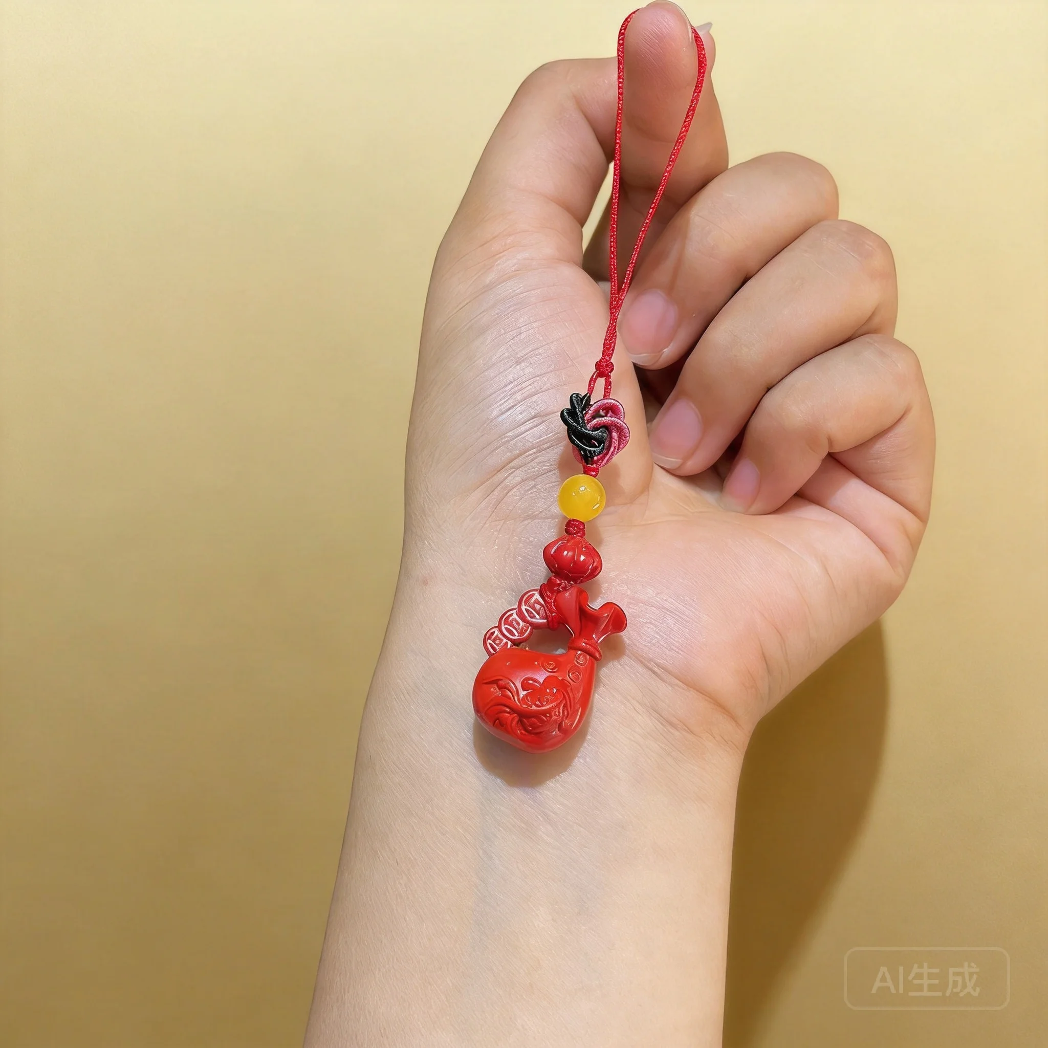 Chinese Style Lucky Red Cinnabar Fish Money Bag Charm Good Fortune Phone Lanyard Keychain For Women Men Birth Year Amulet Gift