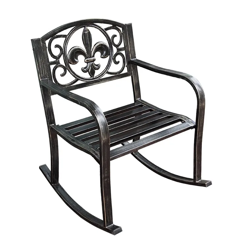 

Outdoor single rocking chair adult leisure, elderly wrought iron balcony, home rocking chair, lazy, simple and modern